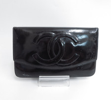 Authentische CHANEL CC Lackleder-Geldbörse mit Doppelfaltung lange F#47580