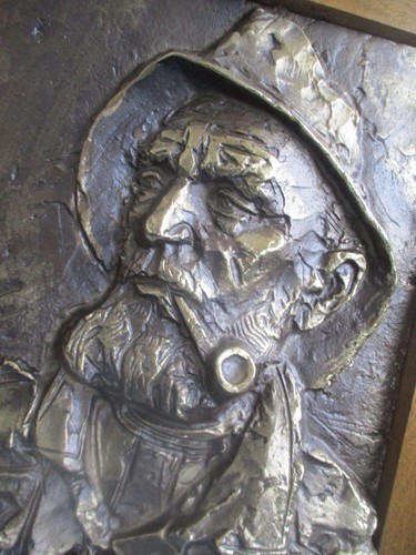 Altes bronze relief - altes, seemann