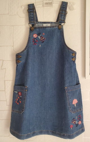 Jeans latzkleid mit - mit, stickerei