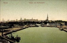 Ak Tallinn Reval Estland, Stadtansicht mit Hafen - 11307982