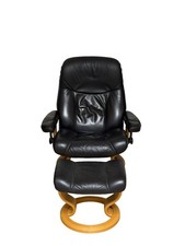 Stressless Ekornes Sessel Leder mit Hocker Schwarz Holz
