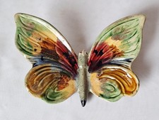 Vintage farbenfroher Schmetterling, Keramik, handbemalt, Wandbehang, Wanddeko