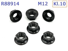 10 Stück Flanschmutter  M12 mit Sperrrippen Kl.10 schwarz