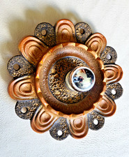 Große Keramik Wandlampe Blüte Farbtöne Braun  Ø33 cm Fat Lava 70er Jahre neuw.