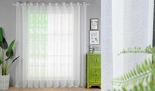 Gardine Crash-Voile Weiß Bügelfrei Ösenband Bleiband Osen Silber matt NACH MAß