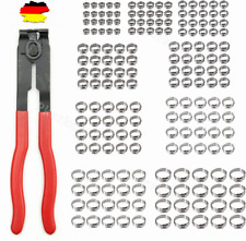 130tlg 1 Ohr Schlauchschellen Zange Set Edelstahl Sortiment KFZ Schlauchklemmen