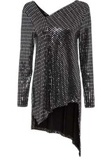 Asymmetrisches Glitzer-Shirt