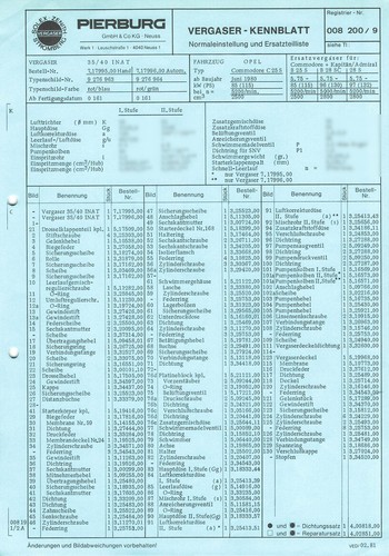 Datenblatt einstelldaten - datenblatt,