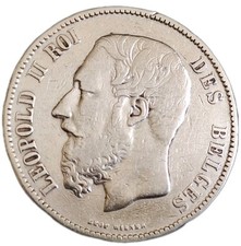 Belgien 5 Francs 1870 Leopold