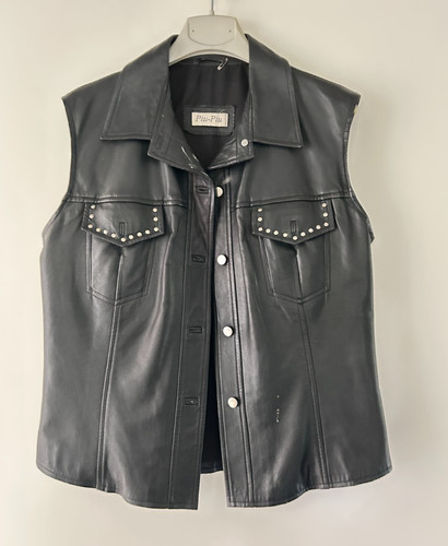 Lederweste schwarz damen - lederweste,