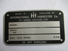 Oldtimer Schild Typenschild s96 IHC International Harvester Traktor Farmall BMD