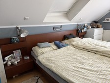 IKEA Malm Bett, 180x200 Cm, Dunkelbraun+Nachtkonsolen, Lattenroste & Matratzen