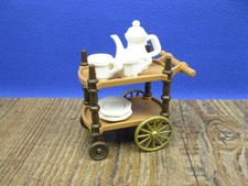 Teewagen Servierwagen mit Geschirr Nostalgie Puppenhaus Möbel Playmobil G217