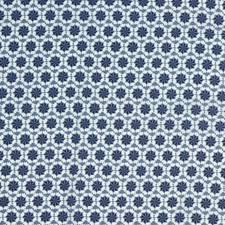 0,5m Viscosestoff blau Blumenmuster retro für Hosen, Röcke, Kleider, Blusen