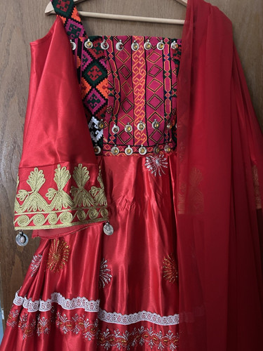 Choli kleid damen rot gold - damen,