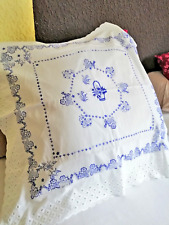 Paradekissen Kopfkissenbezug Blaudruck ca .80x80 Spitze 10 cm Frühling