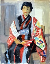 PROF. ERICH HARTMANN 1886–1974 "Frau im Kimono" aus Hamburger Sezessionssammlung