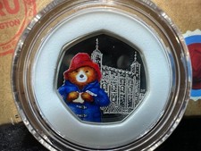Großbritannien, Silber (.925), 2019 PP 50p (Paddington at the Tower, farbig)