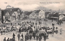 10063) AK Marktplatz mit Panje Fuhrwerken Lida Weißrußland gelaufen 1916