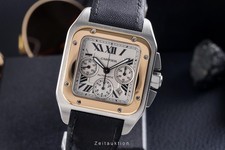 Cartier Santos 100 Chronograph Stahl / Gold Automatik Ref. W20091X7 Papiere 2015
