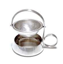 Altes WMF Teesieb mit Tropfschale - versilbert - Marke 1935-45er