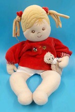 Sterntaler Puppe Stoffpuppe Magdalena mit Rassel im Kopf mit Pullover & Teddy 