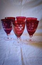 6 edle Jagdgläser, rubinrot