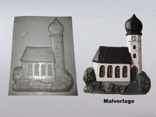 3 Gießformen, Zwiebelturm Kirche,  Berghäuser für Reliefgießen  mit Gips/Keramin