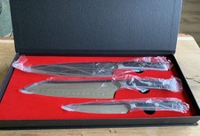 Ultra Scharf Ultra Hart 3 tlg. Damast Stahl Messer Set Chefmesser Santoku Office