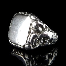 Art Déco Antiker 835 Silber Siegelring für Wappen Monogramm Initialen frei Gr 59