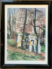 Aquarell Rahmen Friedhof