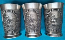 3-er Set Zinnbecher - SKS Zinn 95% - 200 ml, je 205 - 210 g, Höhe ca. 10 cm