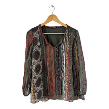 Made in Italy Bluse Tunika Seide Viskose Gr 40 42 Boho Muster hochwertig leicht