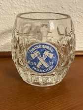 Alter Bierkrug Hackerbräu München emailliert Vorkriegszeit 6/20