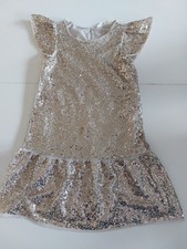 Mädchen Paillettenkleid beige