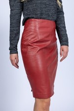 Lederrock Bleistiftrock Soft ECHT-Leder in eleganten dunkelrot für Damen