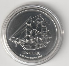 1 UNZE Cook Islands 2009 Silbermünze 999er / 31,103 Gr. Bounty in STGL - (44)