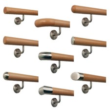 Buche Handlauf lackiert Ø 42 mm Edelstahlenden Halter Geländer Wand Treppe Flur