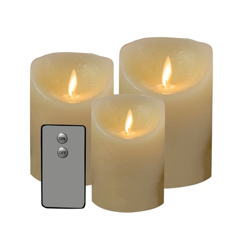 3er set led echtwachs kerze - 3er,