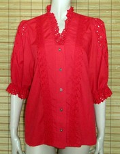 ROTE TRACHTENBLUSE - SPITZE -