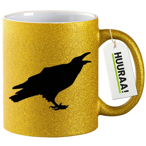 Glitzertasse rabe silhouette - glitzertasse,