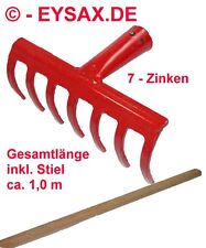 Gartenrechen, Laubrechen, Rasenrechen, Gartenharke, klein, 7 Zinken, Rot