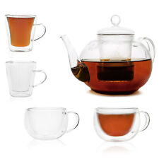 Teekanne + Teeglas Set - Tee Glaskanne & doppelwandige Teegläser - Glas Kanne