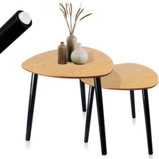 2er Set Beistelltisch Holz Blumen Satztisch Couch Sofa Kaffee Tisch Wohnzimmer