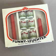 Funny Design Mini Leuchter Kerzenhalter Porzellan mit Blumen Vintage 70er