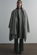 Zara Cape Mantel Schal 65% Alpaka Alpaca Wool Blend Coat 9947/613 Grau 189€! NEU
