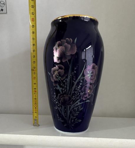 Limoges porzellanvase blau - porzellanvase,
