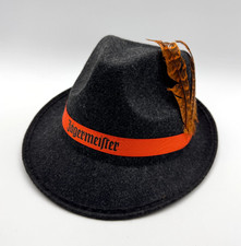 Jägermeister Trachtenhut Filzhut Feder Grau Orange Oktoberfest Party Mütze NEU
