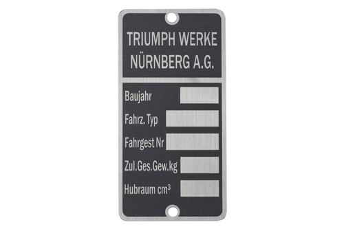 Typenschild für triumph - typenschild,