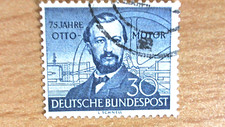 BRD Michel NR . 150 ; 75 Jahre Otto-Viertakt-Gasmotor von 1952 rundgestempelt